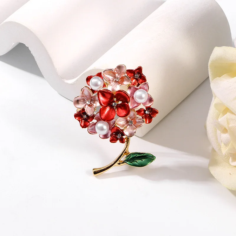 여성 남성 패션 절묘한 꽃 에나멜 배지 핀, 우아한 유니섹스 파티 웨딩 꽃 식물 물방울 오일 브로치 액세서리