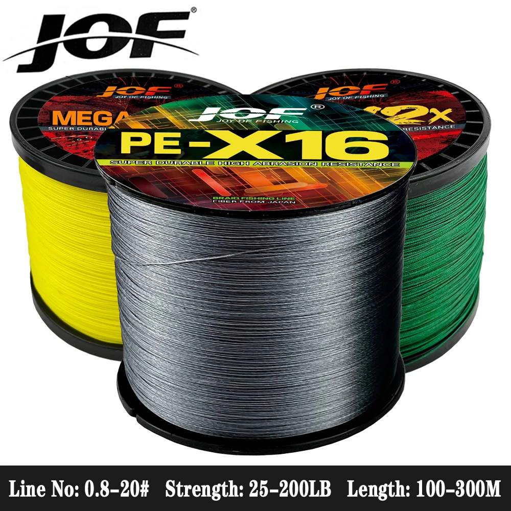 JOF Multifilament 12/16 Strands Braided Fishing Line PE Wire 100M 300M Jigging Sea Saltwater Freshwater Pesca Abrasion Resistant