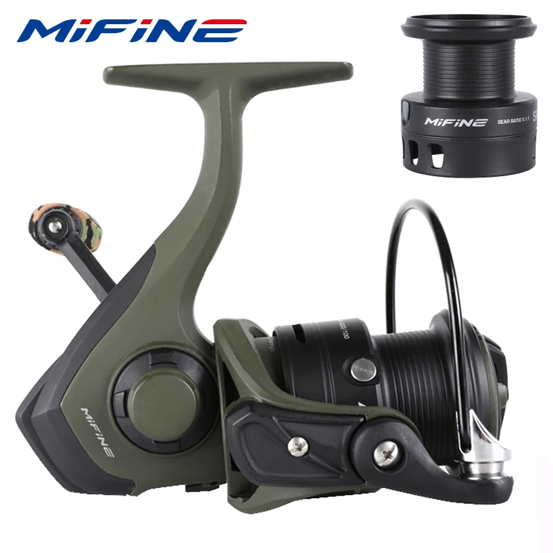 MIFINE ARMY-Carp Fishing Reel, Spinning Reel for bass, Saltwater and Freshwater, 6kg Max Drag, 5 + 1BB, 5.1:1