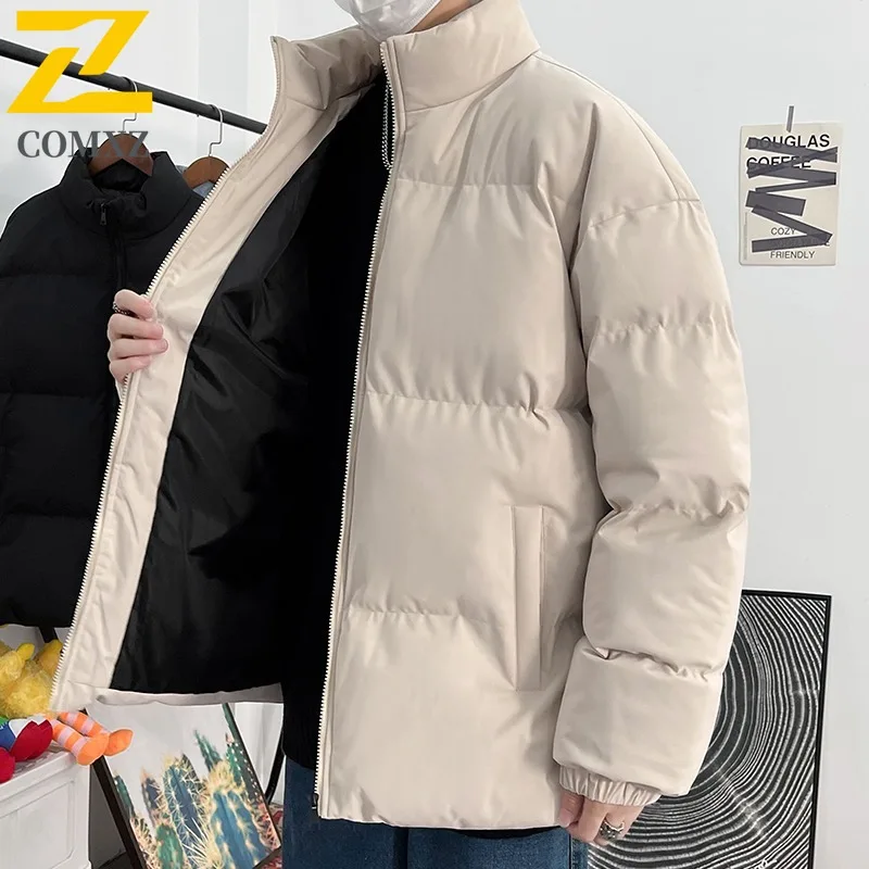 

COMXZ Men's New Winter Puffer Jacket Cotton-Padded Coat Trendy Korean Style Thickened Fleece Lined Versatile Plus Size Jacket