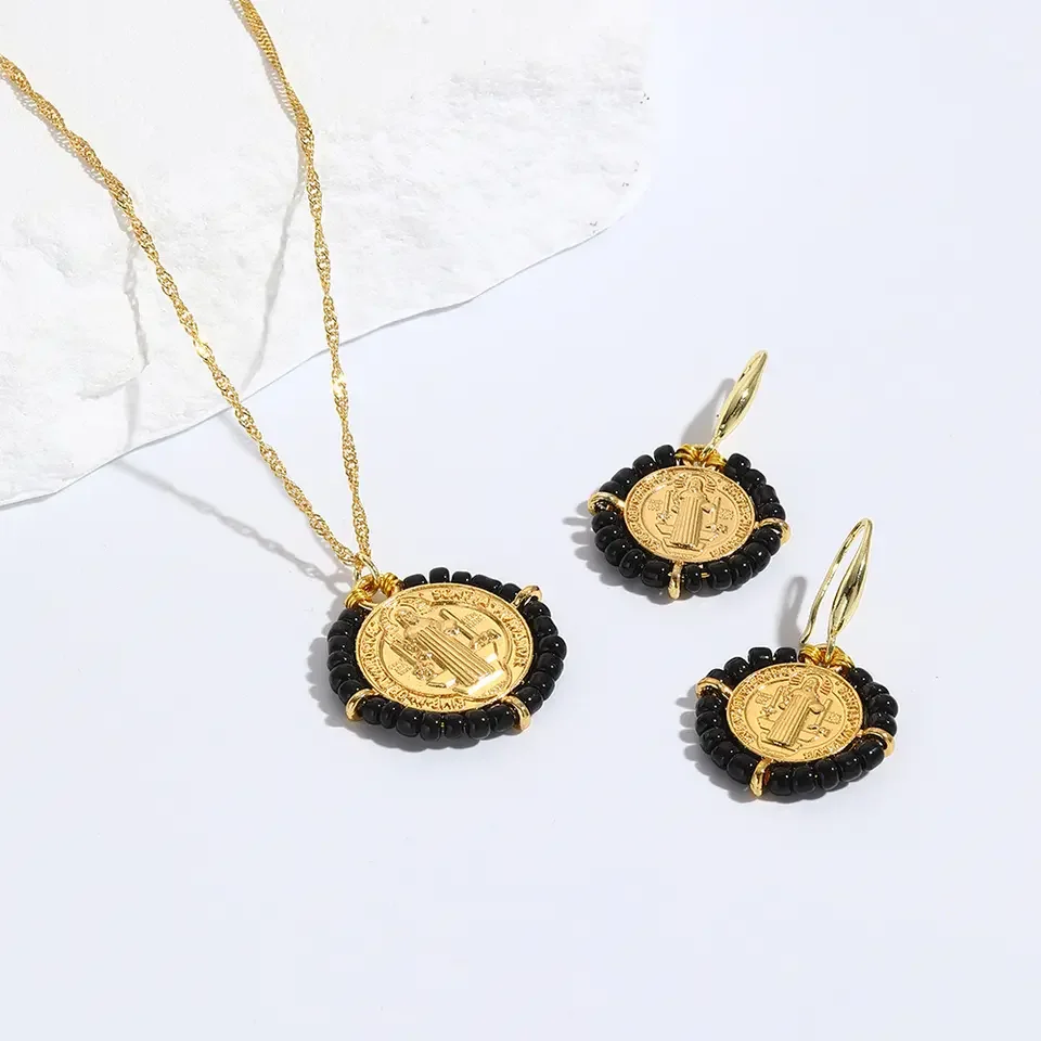 5 Sets, Jesus Mary Round pendant necklace Christianity Saint gold necklace 18k high quality necklace jewelry fashion