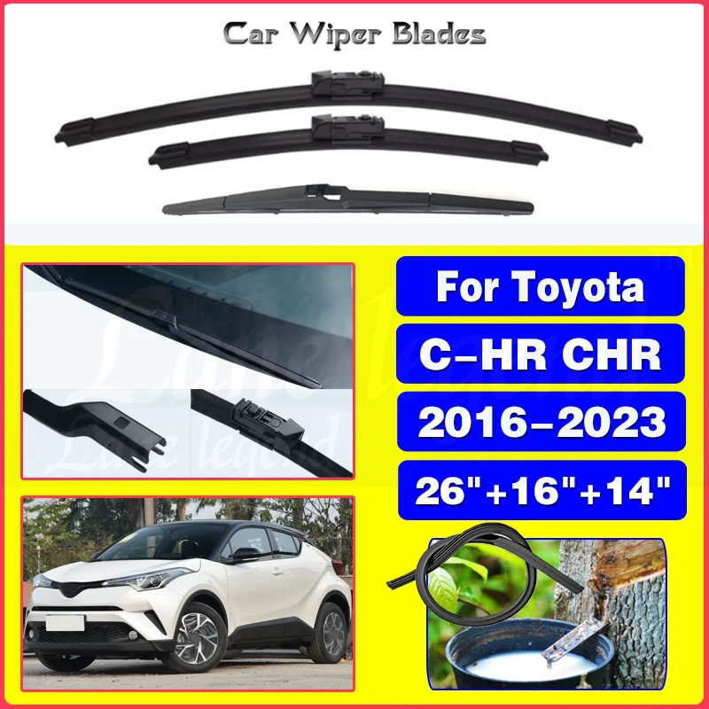 

Wiper LHD Front Rear Wiper Blades Set For Toyota C-HR CHR 2016 - 2023 Windshield Windscreen Window Brushes 2021 2022 26"+16"+14"