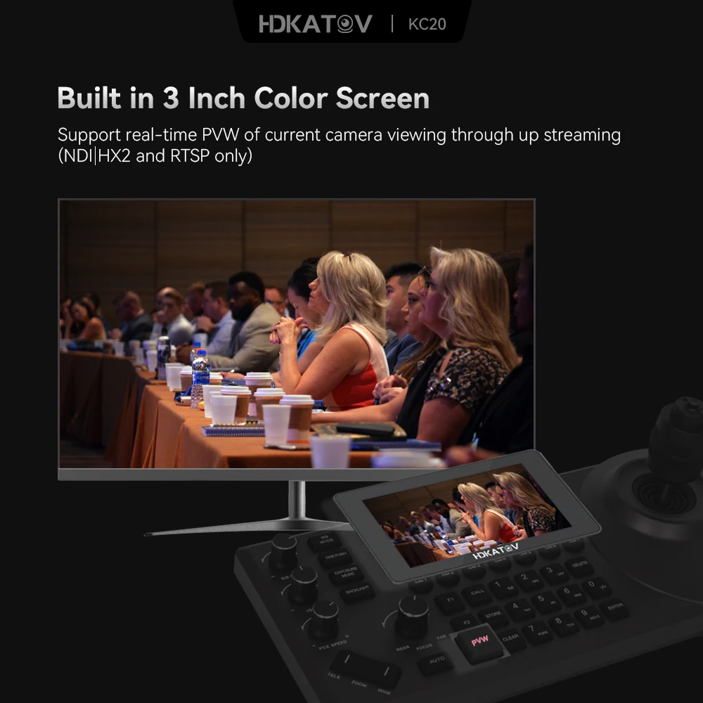 Super Hot PTZ Camera Joystick Controller, IP NDI PTZ Camera Controller Keyboard With 4D Joystick for Church Live Streaming