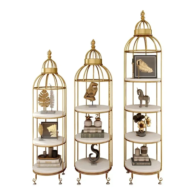 Nordic Bird Cage Flower Rack Living Room Shelf Corner Floor Multilayer Storage  Cosmetics Shop Window Display Furniture