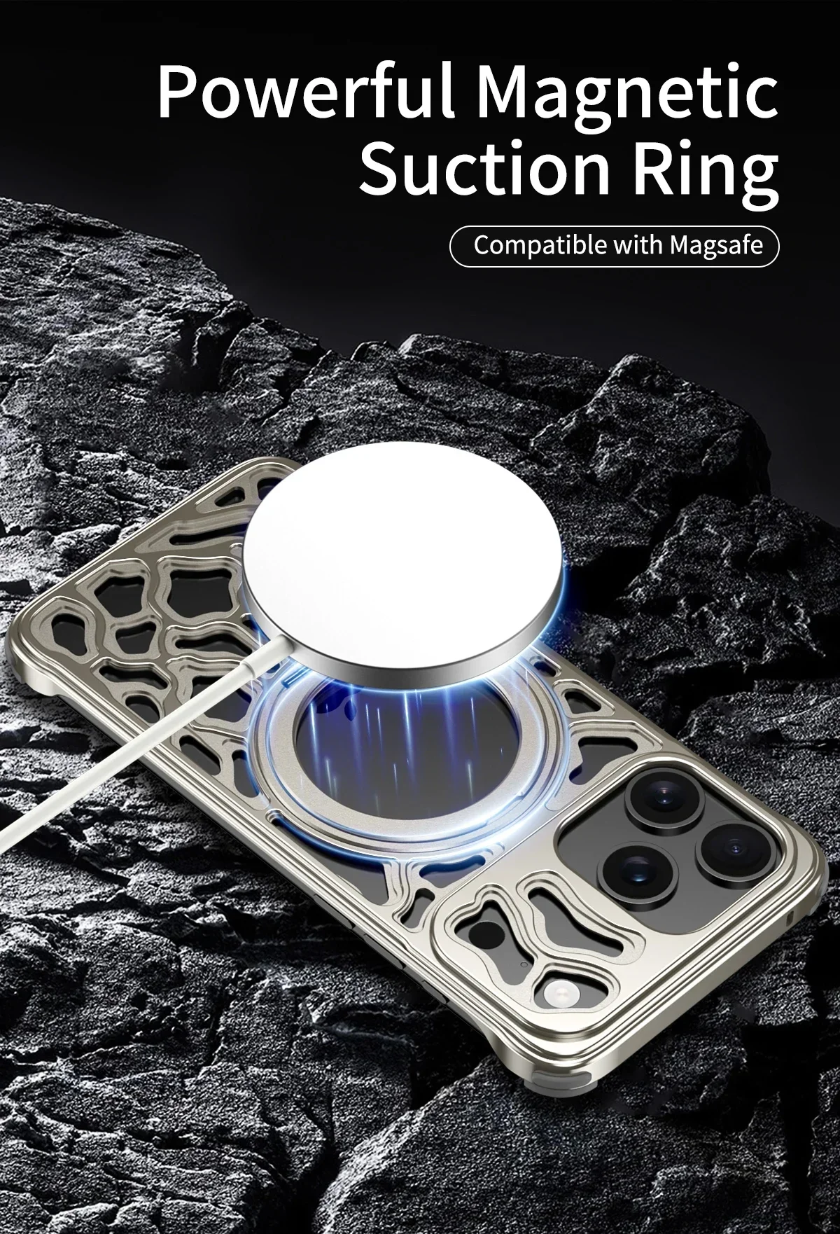 For Magsafe Metal Bracket Case for Iphone 18 Pro Max 18pro Aluminum Alloy Frameless Magnetic Stand Frame Shockproof Armor Cover