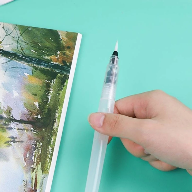 6Pcs Watercolour Brush Pen for Beginner Watercolour Gouache Painting Lettering, Painting Water Brush Pen, Flat/Point Tip