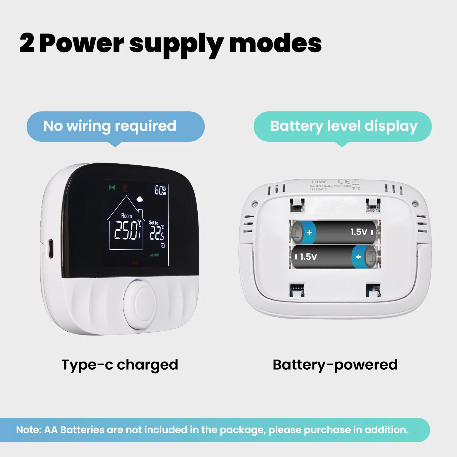 Wifi Smart Thermostat RF433 & APP Remote Control Transmitter Receiver Equipped Knob Button Control Work With Alexa Google Home