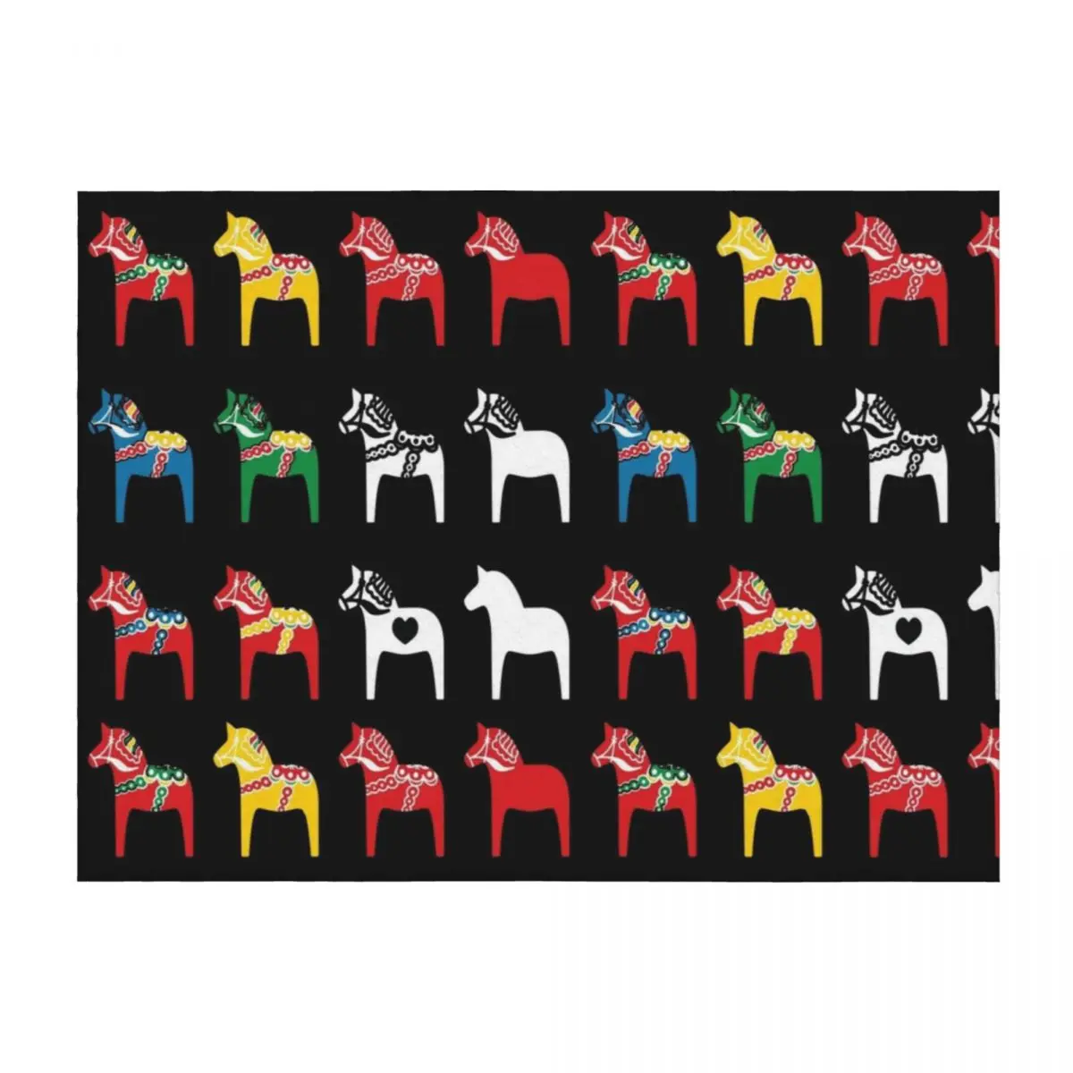 

Dala Horses Dalarna Sweden Horse Dalecarlian Swedish Colorful Throw Blanket Luxury Flannel Polar decorative Blankets