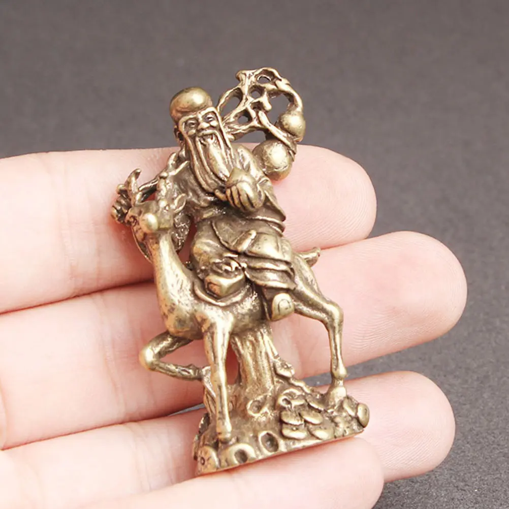 

Brass Longevity Buddha Statue Decor Tabletop Craft Figurine Religious nament Exquisite Design Smooth Surface Practical Style