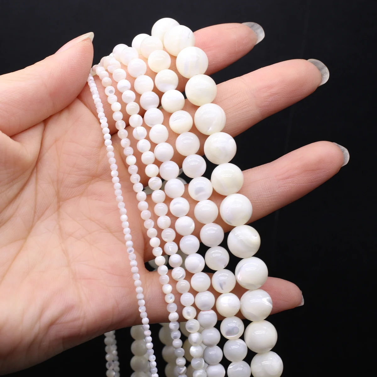 DIY-Muschelperlen, weiße Schmetterlingsmuschelperlen, glitzernde Perlen, 2–10 mm, zum Basteln von Schmuck, für DIY-Halsketten, Armbänder, Ohrringe und andere Accessoires. – Detail 4