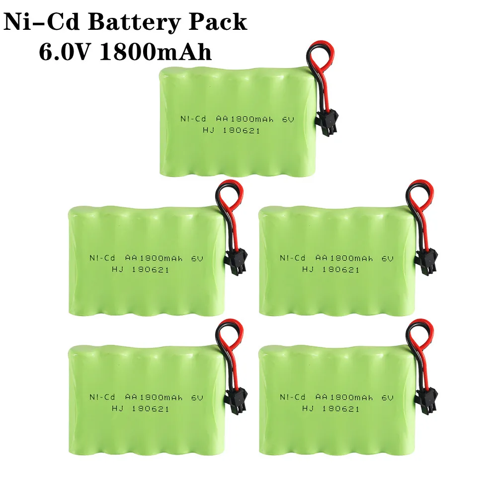 6V 1800mah Ni-Cd AA Battery Pack For Rc toys Cars rc boat Tanks Robots Boats Guns NI-CD 6.0v Rechargeable Battery SM Plug