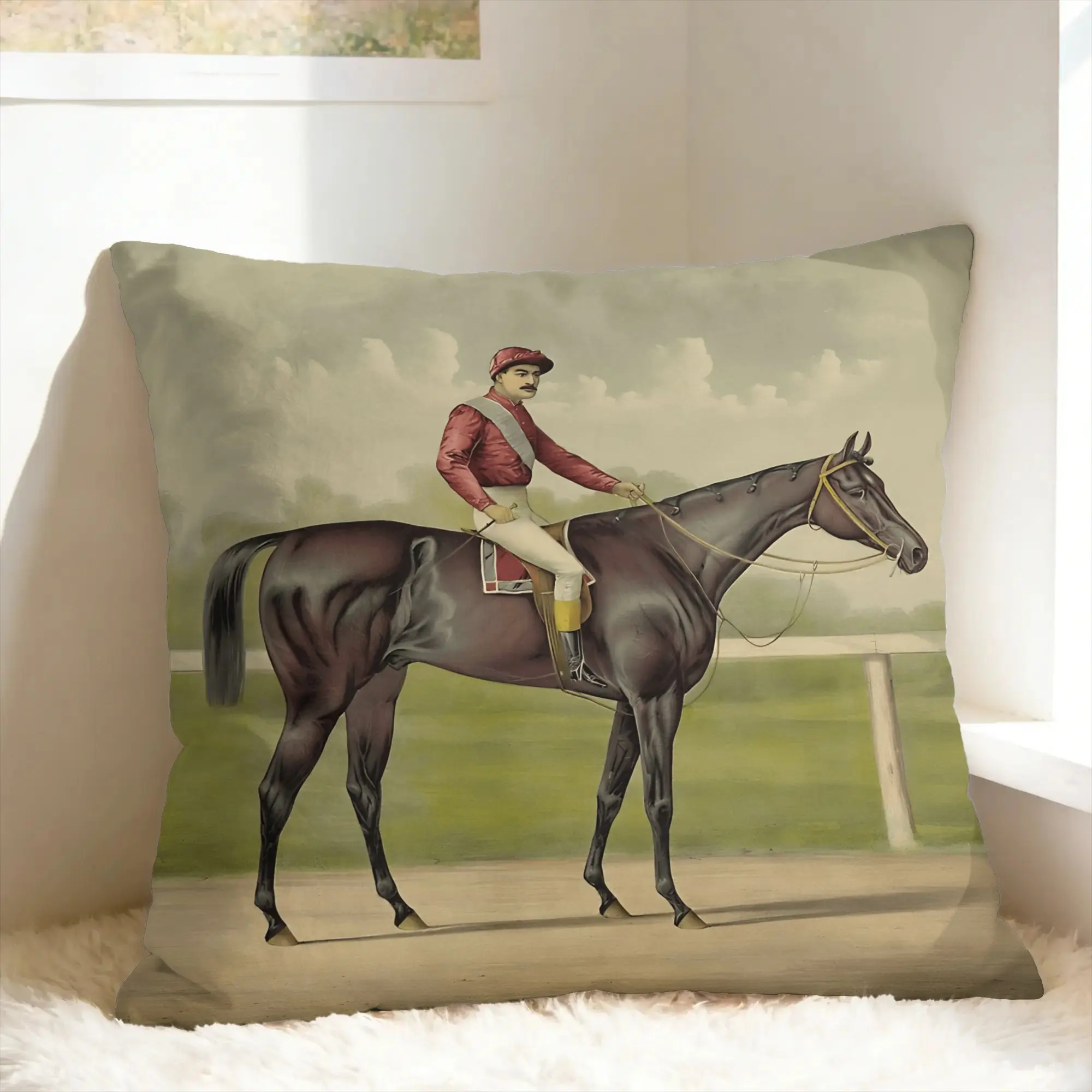 Equestrian Pillow Cover  Vintage Pillow Case For Living Room Bed Chair Print Pillowcases Gift