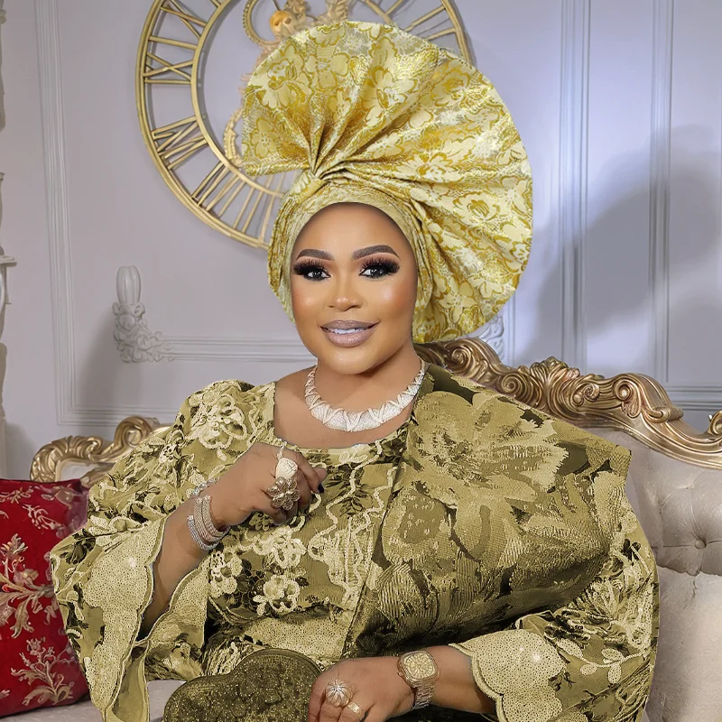 

Африканский головной убор Auto Gele Aso Oke, нигерийская свадебная гелевая шапка-тюрбан, женская вечерняя повязка на голову, хиджаб, головной убор, шляпа