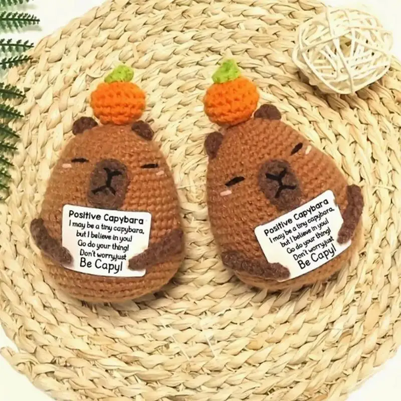 

Positive Crochet Animals Inspirational Capybara Crochet Animals With Inspirational Card Cute Handmade Stuffed Toys Home Decor