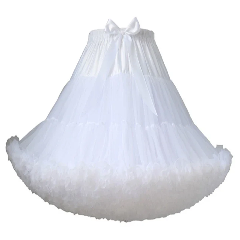 Knee Length Women\'s Soft Puffy Tulle Petticoats Lolita Ballet Dance Pettiskirts Costume Tutu Skirts Layered Underskirt 55CM Long