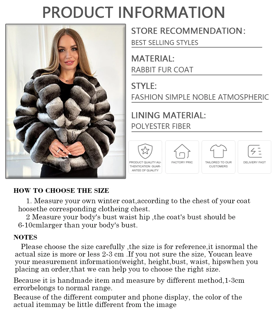 Womens Rabbit Coats With Turndown Collar Real Chinchilla Rex Rabbit Fur Jackets  Short Rabbit Fur Coat Ladies