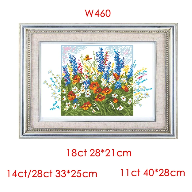 Cross-stitch kit DIY embroidery toolkit Optional printed designs Handmade cross points kit Saga wildflower meadow