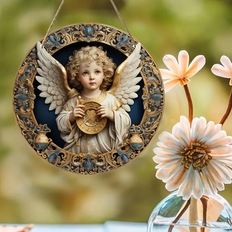 

Popular antique angel decoration wall sign religious theme hanging board home porch decoration pendant