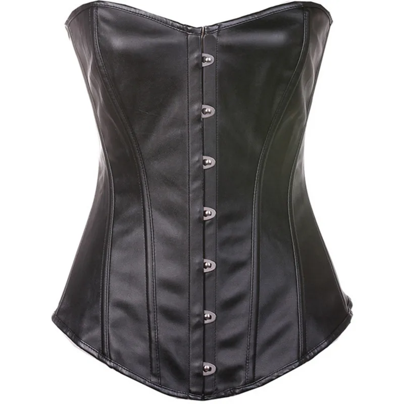 

Sexy Corset PU Leather Shapewear Overbust Waist Training Cincher Bustier Bodyshaper Top Steampunk Lingerie Strapless Corselet