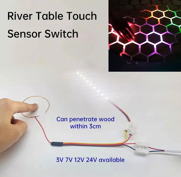 DIY Luminous Touch River Table Module LED Driver Light Strip Kit 3-24V Touch Sensor Metal Coil