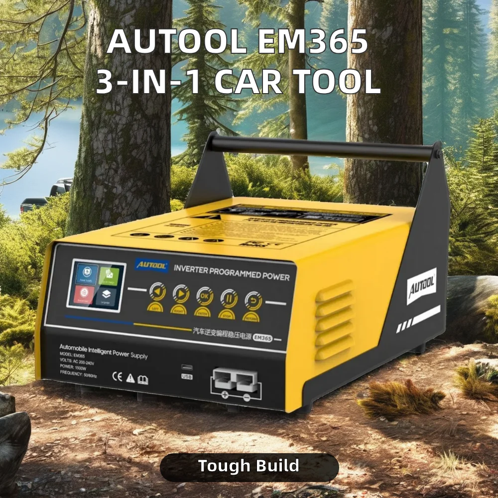 Pro Grade Auto Electrician EM365 3 1 Inverter Programming Battery Charger Car Portable Power Supply Jump Starter Battery Tester