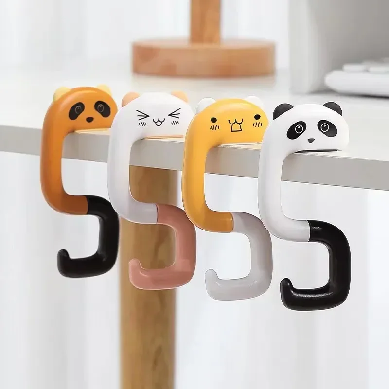 Kawaii Animals Bag Hanger Hooks Foldable Table Side Hooks Travel Purse Handbag Storage Holder Desk Organizers for Home Office