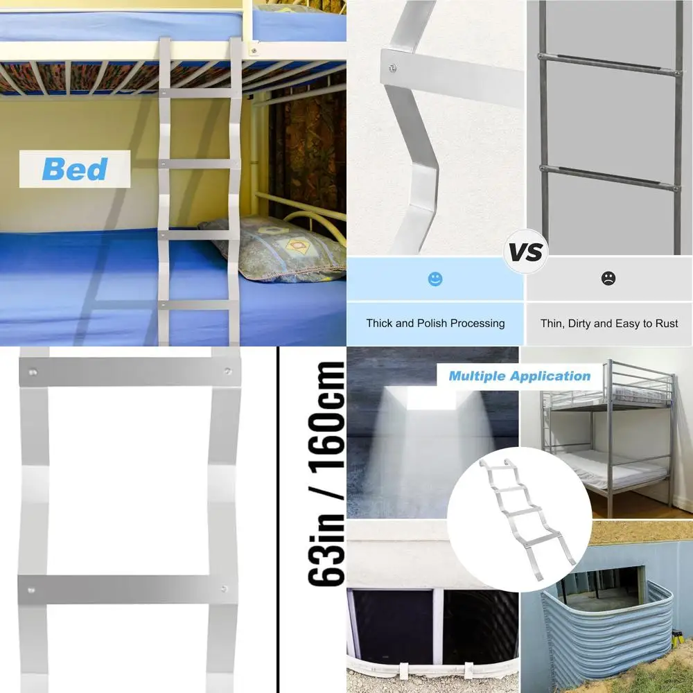 

Aluminum 4-Step Egress Ladder for 400 lbs, 63 L x 14.8 W, Silver Finish for Basement Escape Windows