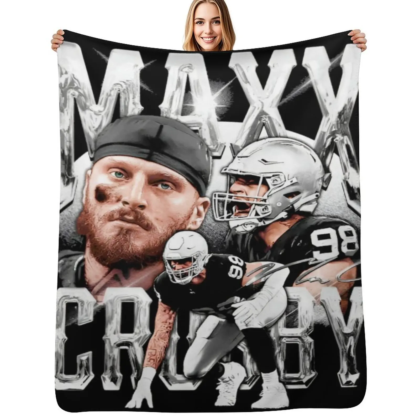 

Maxx Crosby Throw Blanket Heavy halloween Furry Luxury Blankets