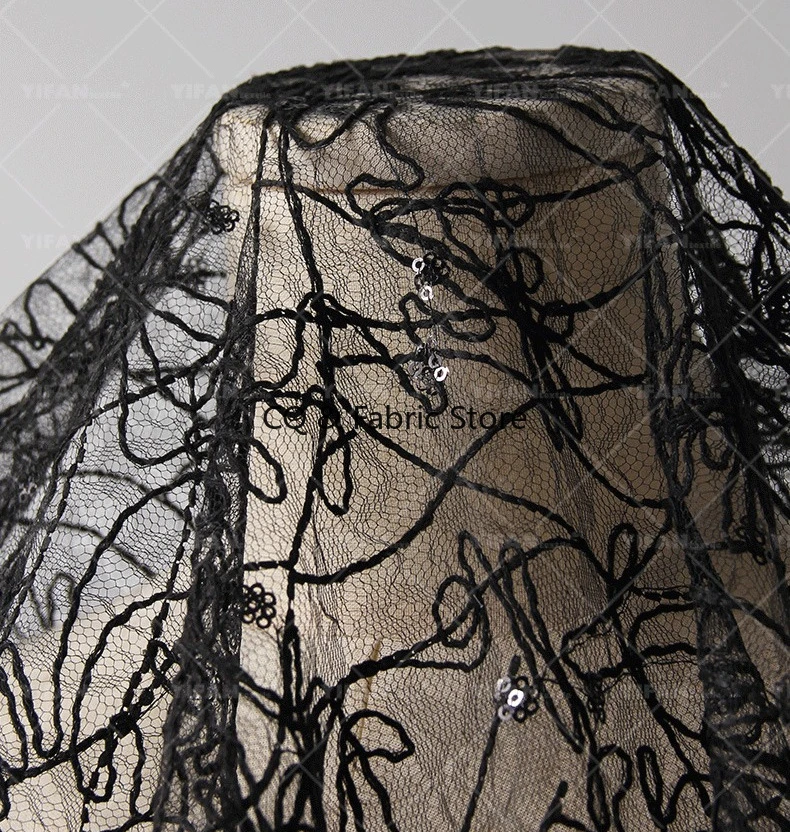 Textured Yarn Embroidered Lace Fabric For Wedding Dresses Skirts Veils Designer Fabric