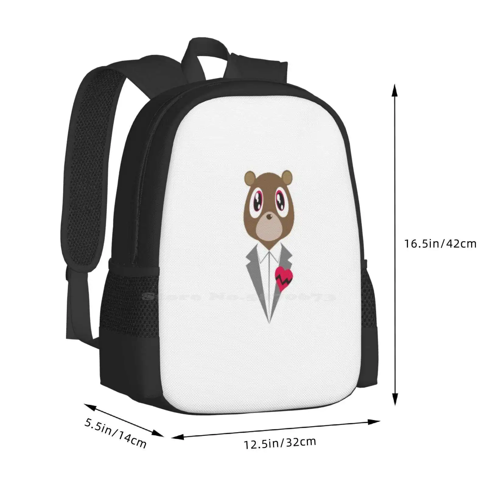 Kanye West Bear Large Capacity School Backpack Laptop Bags Kanye West Graduation Bear Rapper Sing Song