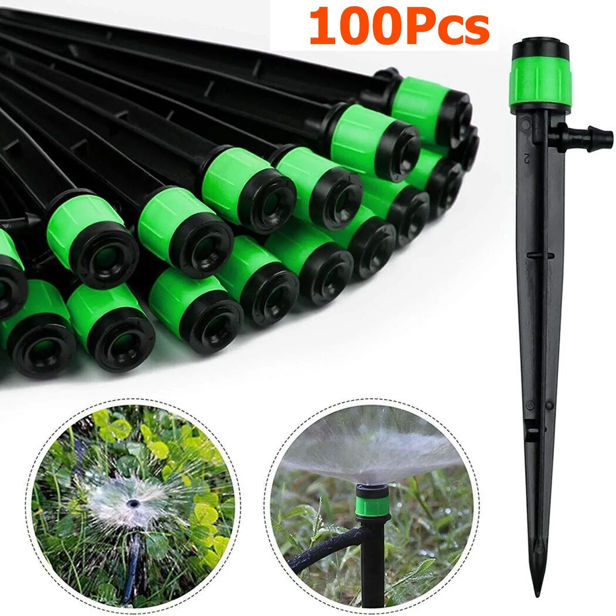 

100Pc Green Adjustable Dripper Irrigation Gardening Sprinkler Drip Staked Emitters Spiked Garden Greenhouse Watering Device Hoes