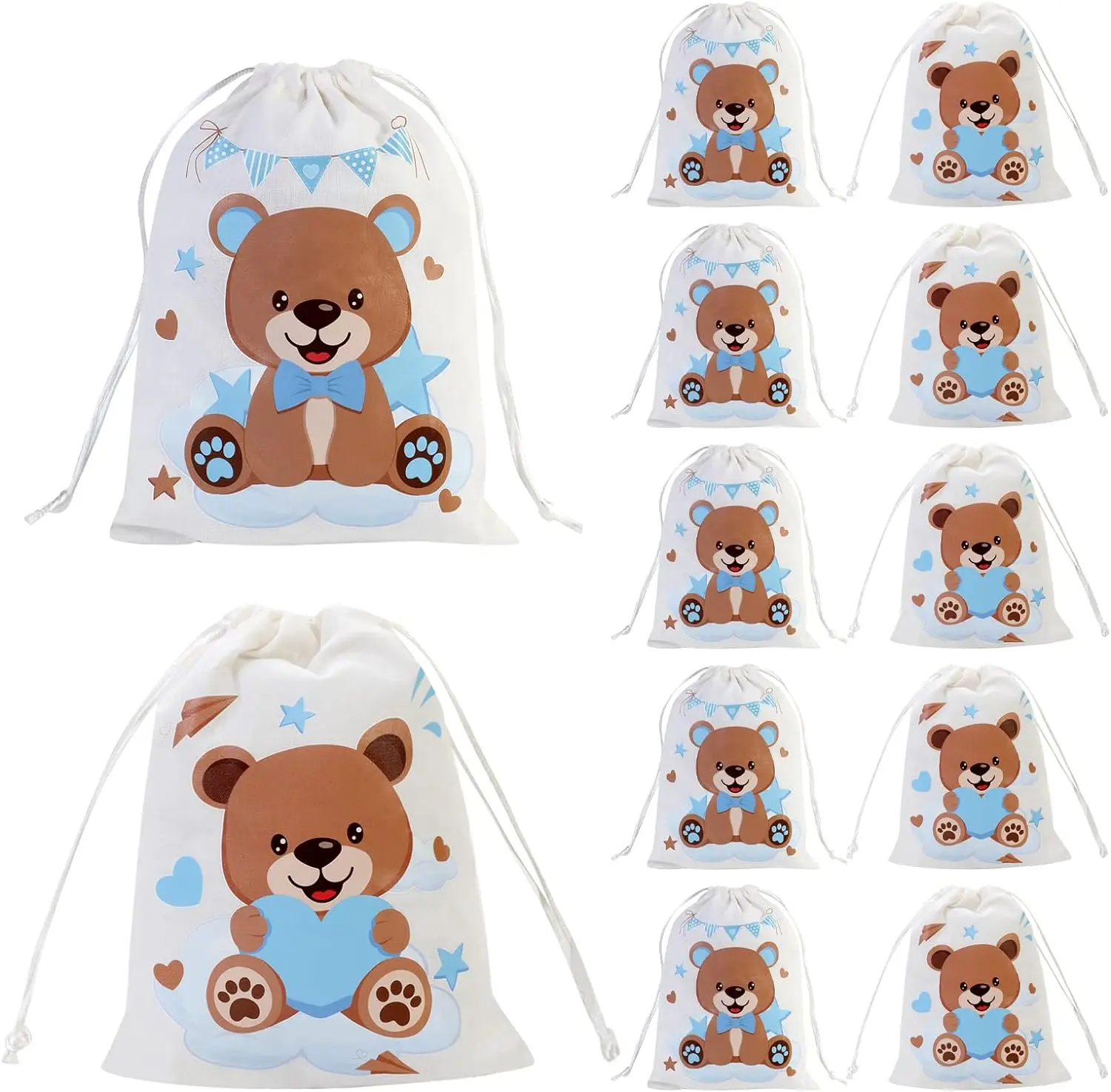 

Bear Theme Party Favors Bags for Kids Birthday Goody Bags Candy Goodies Treat Gift Bags with Drawstring for Baby Shower Party