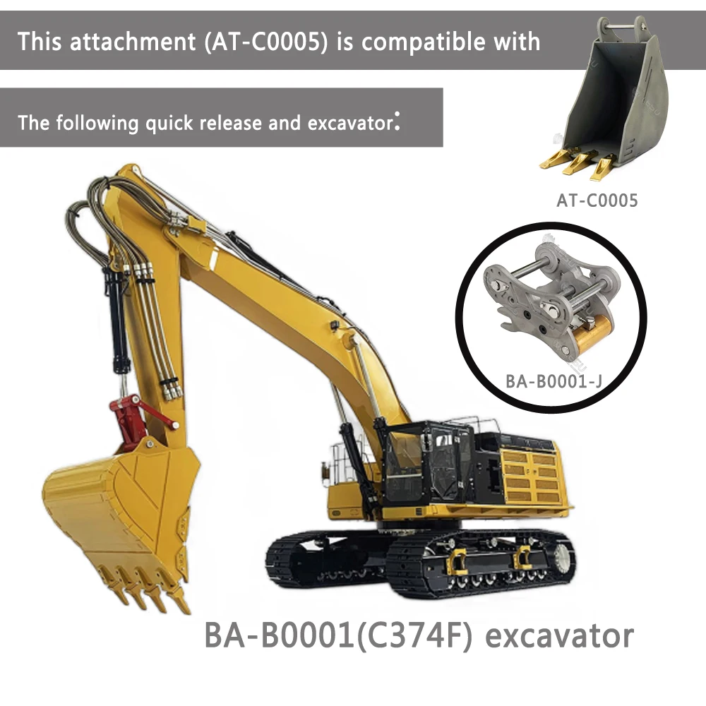 Accessory narrow bucket 1/14 remote control model toy C374 excavator quick-detachable bucket metal DIYLESU modification