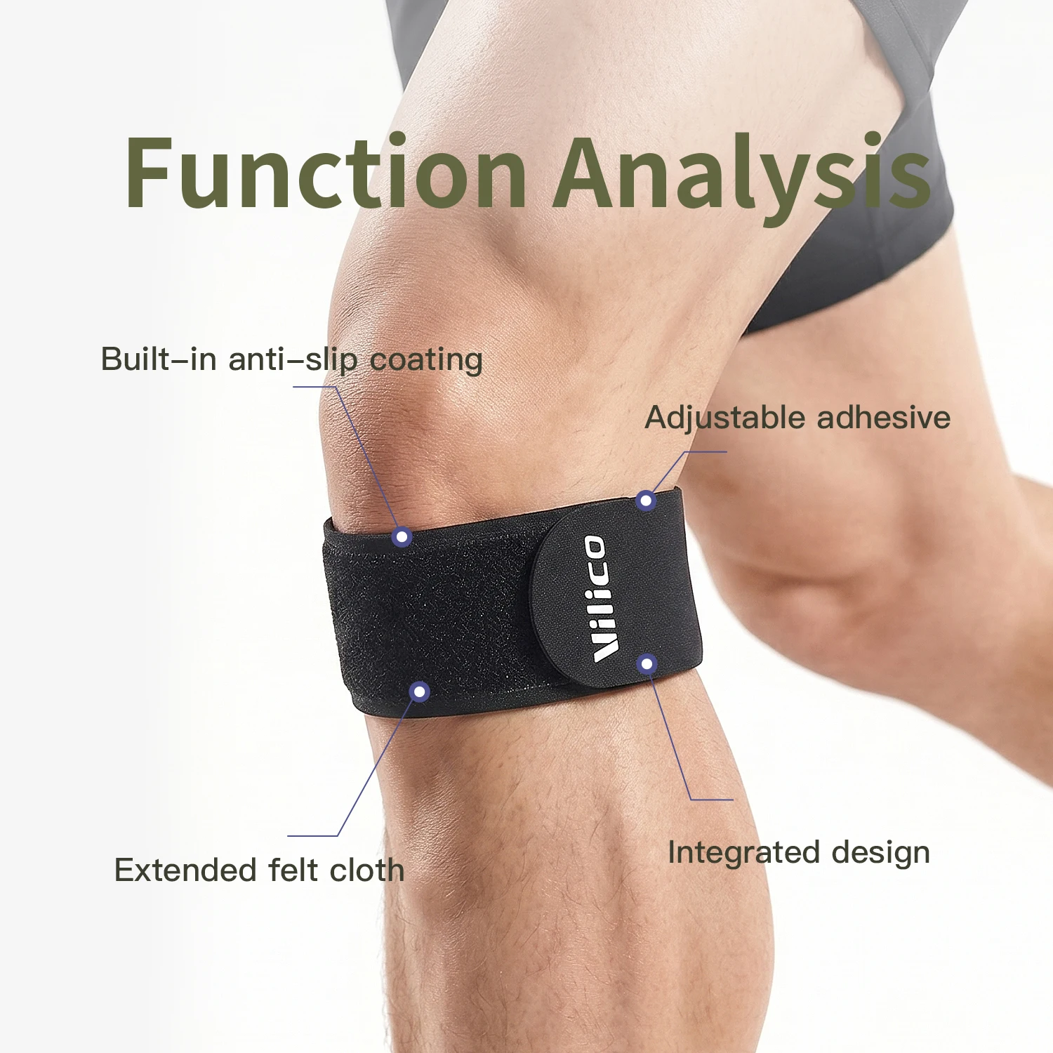 1 Unidade Faixa de Compressão para Tendão Patelar Vilico Ultrafina 0.9mm Antiderrapante Ajustável para Corrida Ciclismo Treino, Unissex