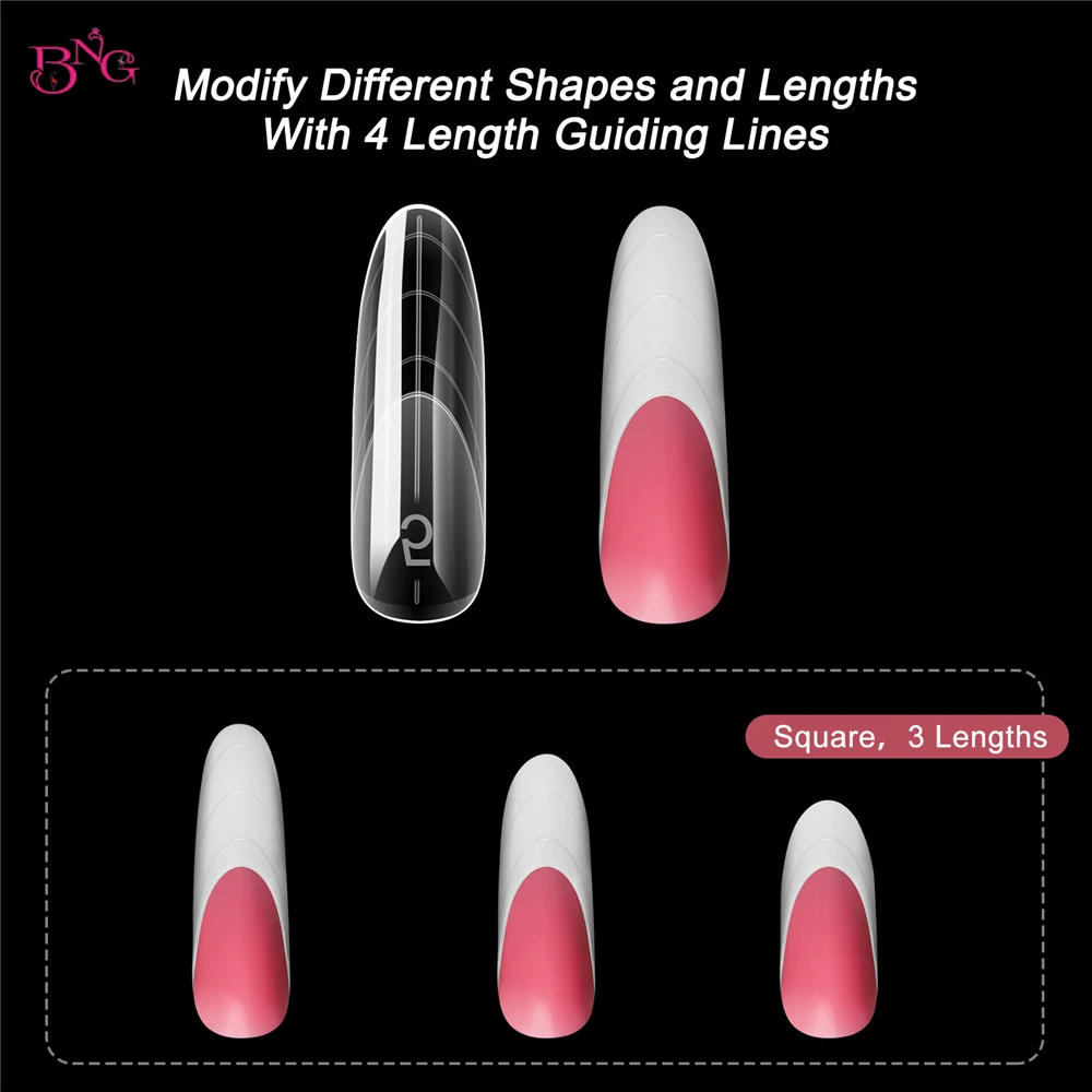 

BNG French Dual Nail Forms for Poly Extension Gel 150PCS Формы для ногтей Многоразовые формы для наращивания ногтей для гель-маникюра