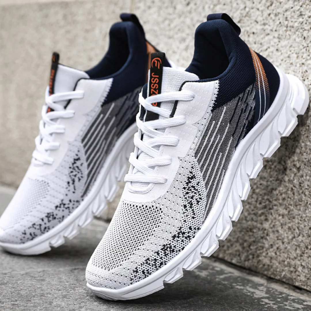 Sneakers 2024 new men\'s shoes trend foreign trade flying woven lace-up running shoes breathable Korean version of tide shoes