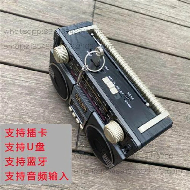 Adapted to the new portable outdoor card speaker dual speaker multi-band bluetooth retro radio