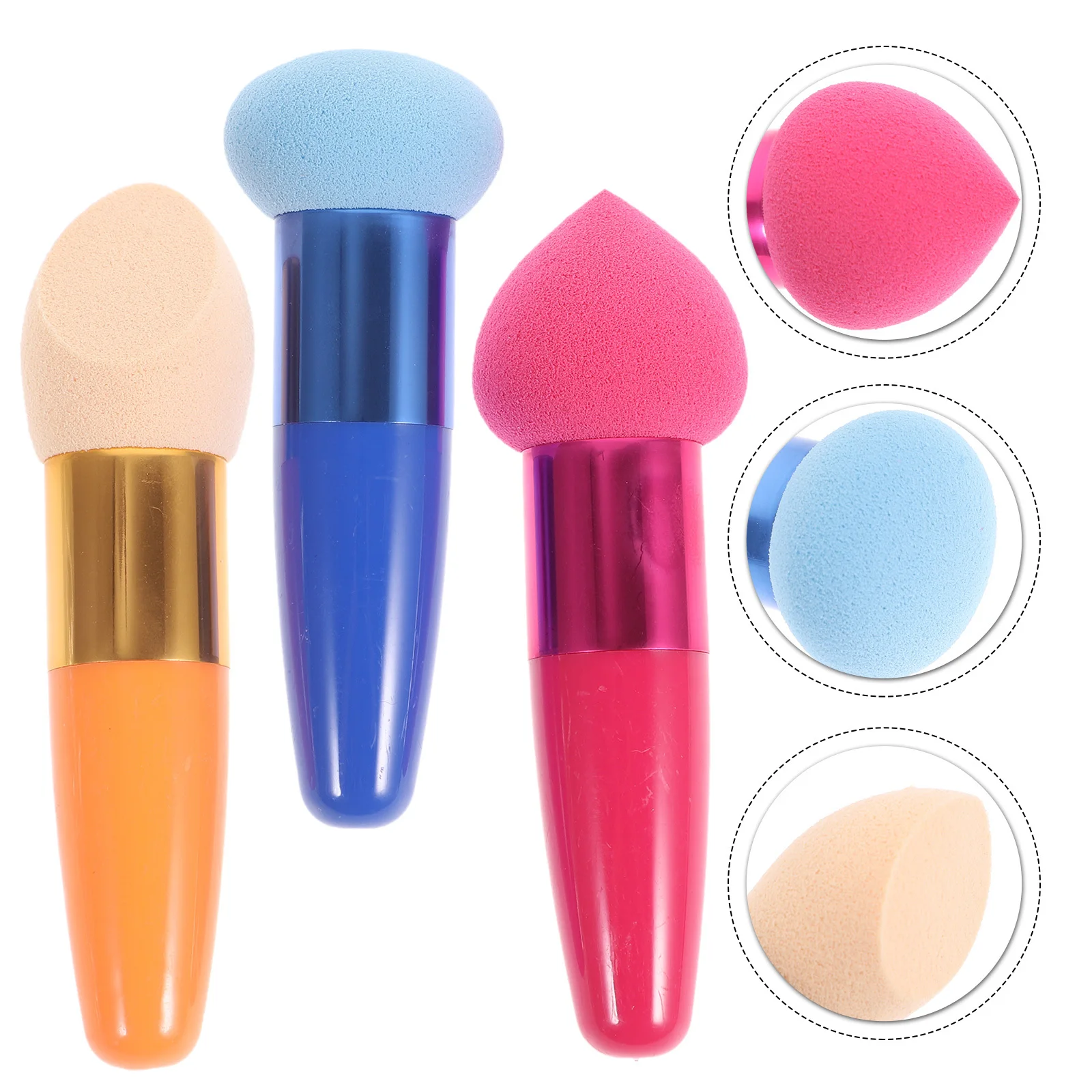 

3pc 10.5Cm Blue Red Lollipop Sponge Foundation Brush Reusable Applicator For Liquid Cream Concealer Makeup Tool