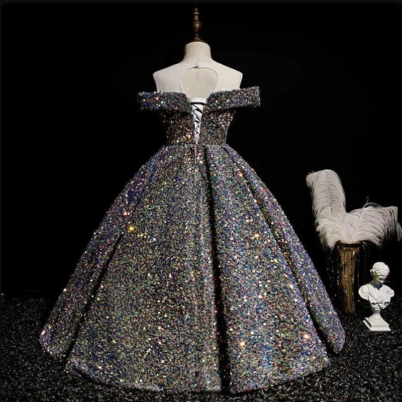 

Child Teen Girl Evening Dresses Long Luxury 2022 Birthday Party Shiny Gown 6 12 Year Formal Kids Bridesmaid Wedding Sequin Dress