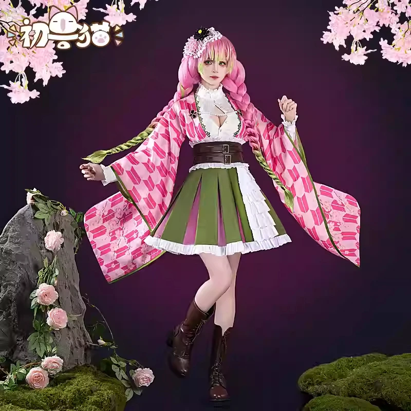 جديد Mooyiyi cos Kanroji Mitsuri تأثيري حلي هالوين عيد الميلاد لعب الأدوار حفلة المعرض الهزلي لعبة أنيمي مثير زي