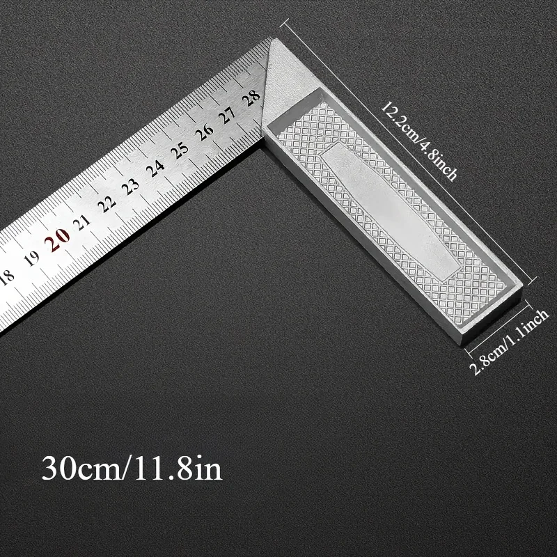 250/300 mm Aluminiumgriff mit Edelstahlskala, rechtem Messwinkel, quadratisches Lineal
