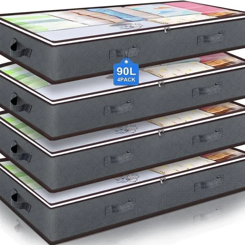 

Large Size Underbed Storage Box Cloth Art Cotton Quilt Clothing Organizer Box Underbed Storage Container Bedroom Storage Bin