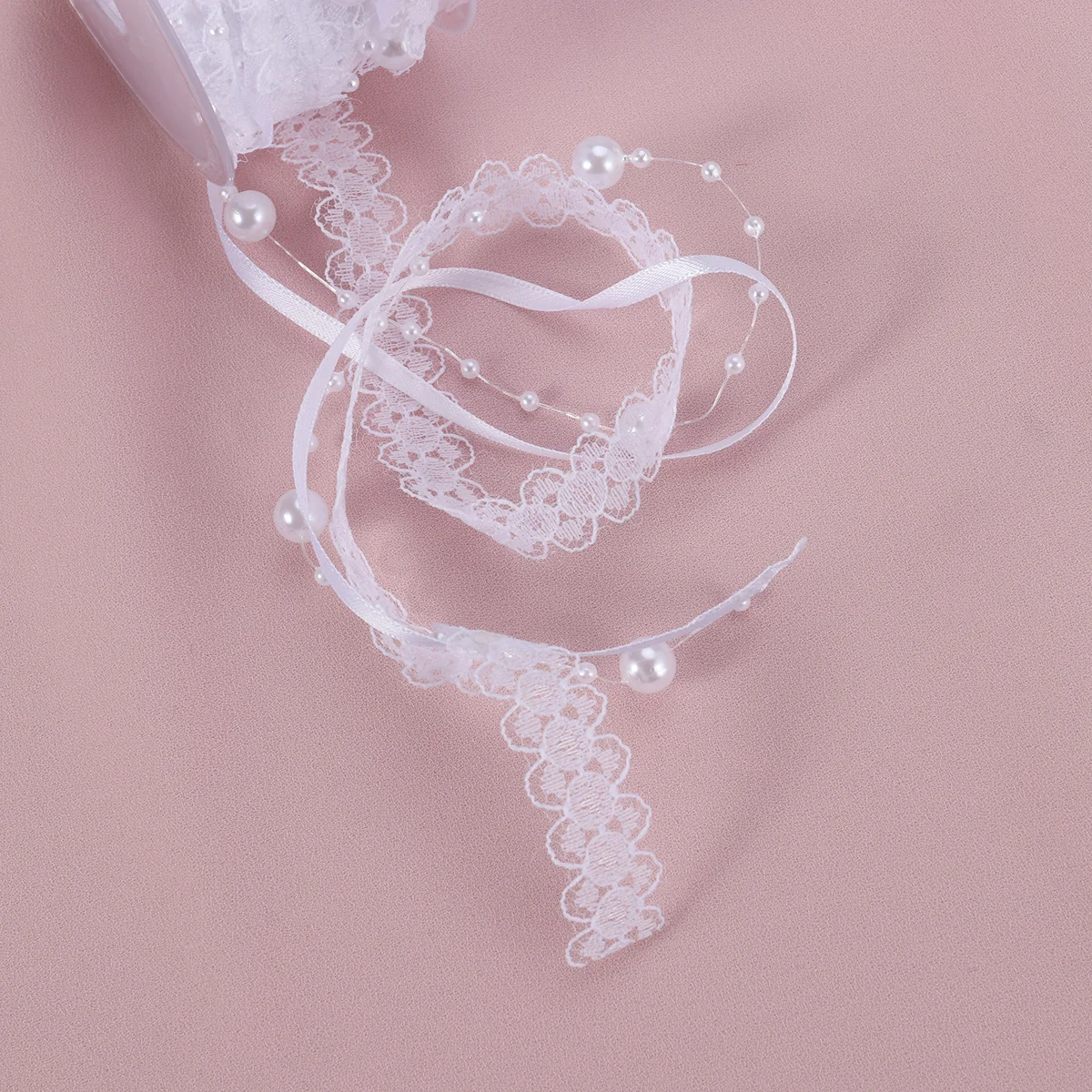 

Pearl String Beaded Satin Organza Ribbon White Wedding Winter Christmas Snowflake Decoration Perfect Centerpieces Garland