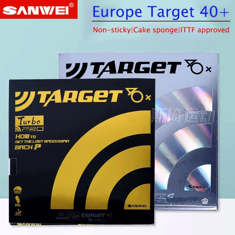 SANWEI Europe Target 40+ Table Tennis Rubber Sheet Pimples in Non-sticky Pingpong Rubber with Cake Sponge Fast Attack Arc ITTF