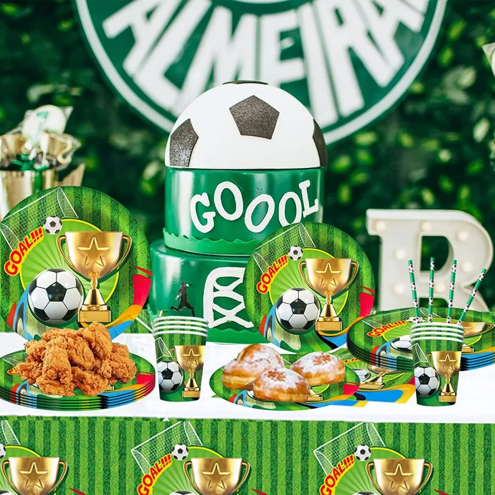 Football Soccer Birthday Party Decoration Boys Disposable Tableware Balloon Cup Plate Tablecloth Kids Baby Shower Party Supplies