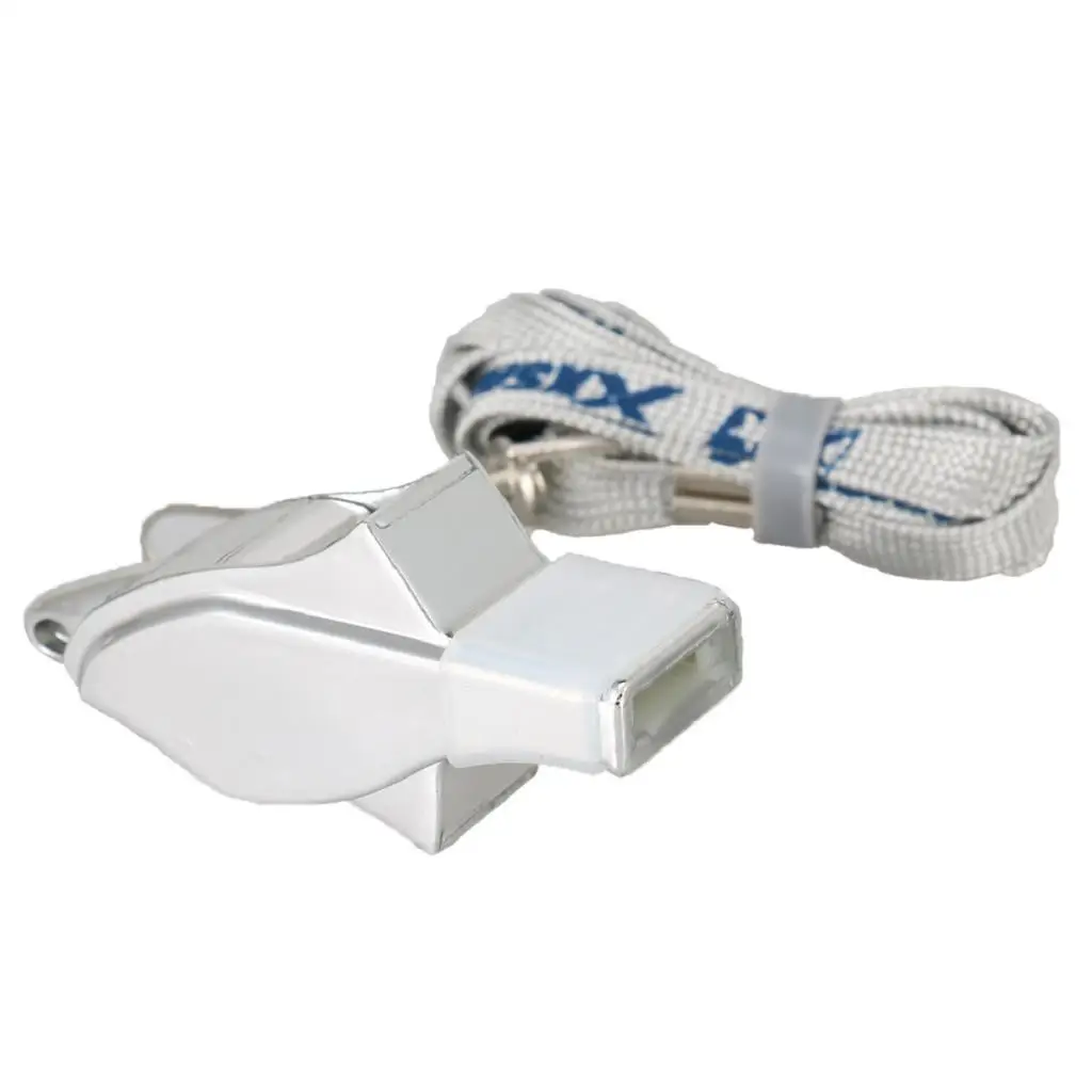 صفارة معدنية مصنوعة من خليط معدني مع حبل للتدريب على حكم بصوت عالٍ للغاية في حالات الطوارئ، صفارة رياضية خارجية لمباراة كرة القدم المدرسية