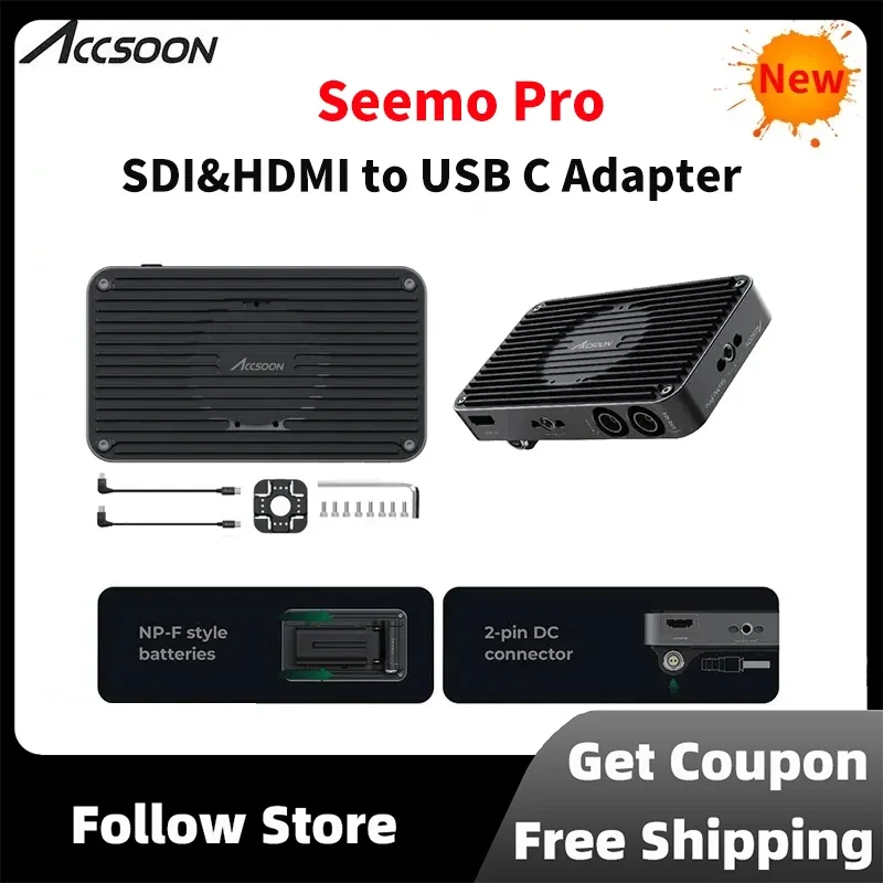 Accsoon SeeMo Pro SDI&HDMI to USB C Adapter 1080P HD For Monitor Camera Wireless Transmission iPhone iPad Computer