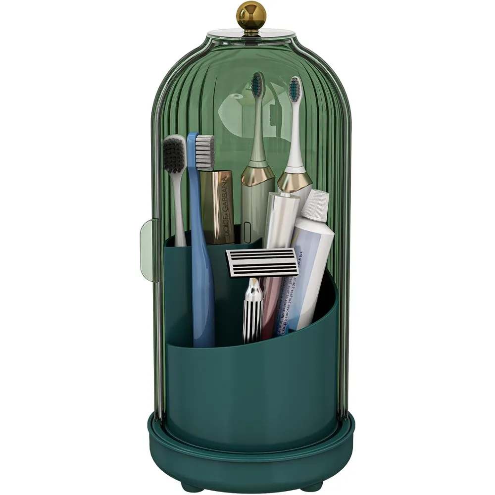 

Toothbrush Holders with Cover, Drainage Rotating Electric Toothbrush Organizer, 3 Slots Tooth Brush Holder for Bathroom