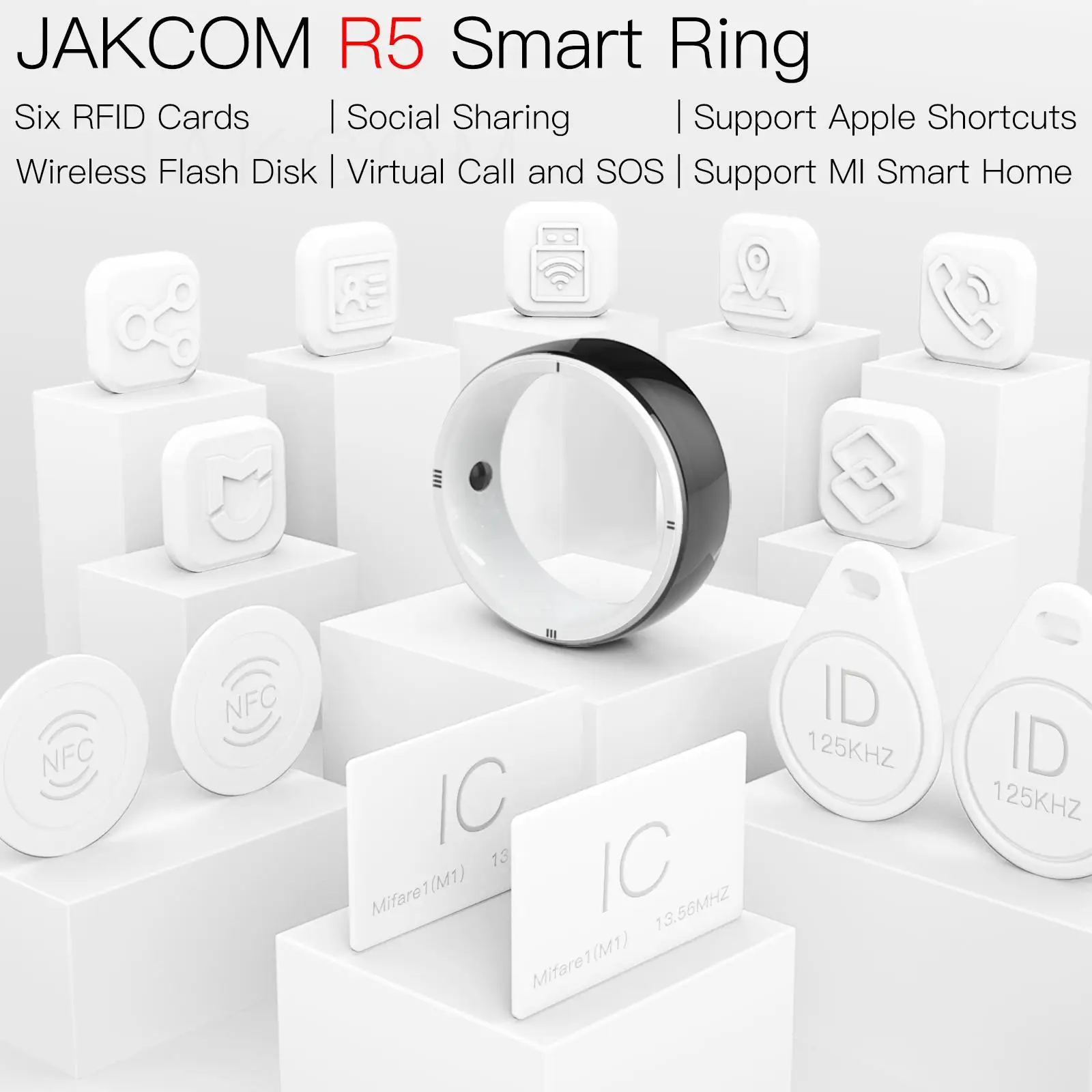 JAKCOM R5 Smart Ring, 6 RFID Cards, Smart Wearable Device, NFC Wear for IOS Android Mobile