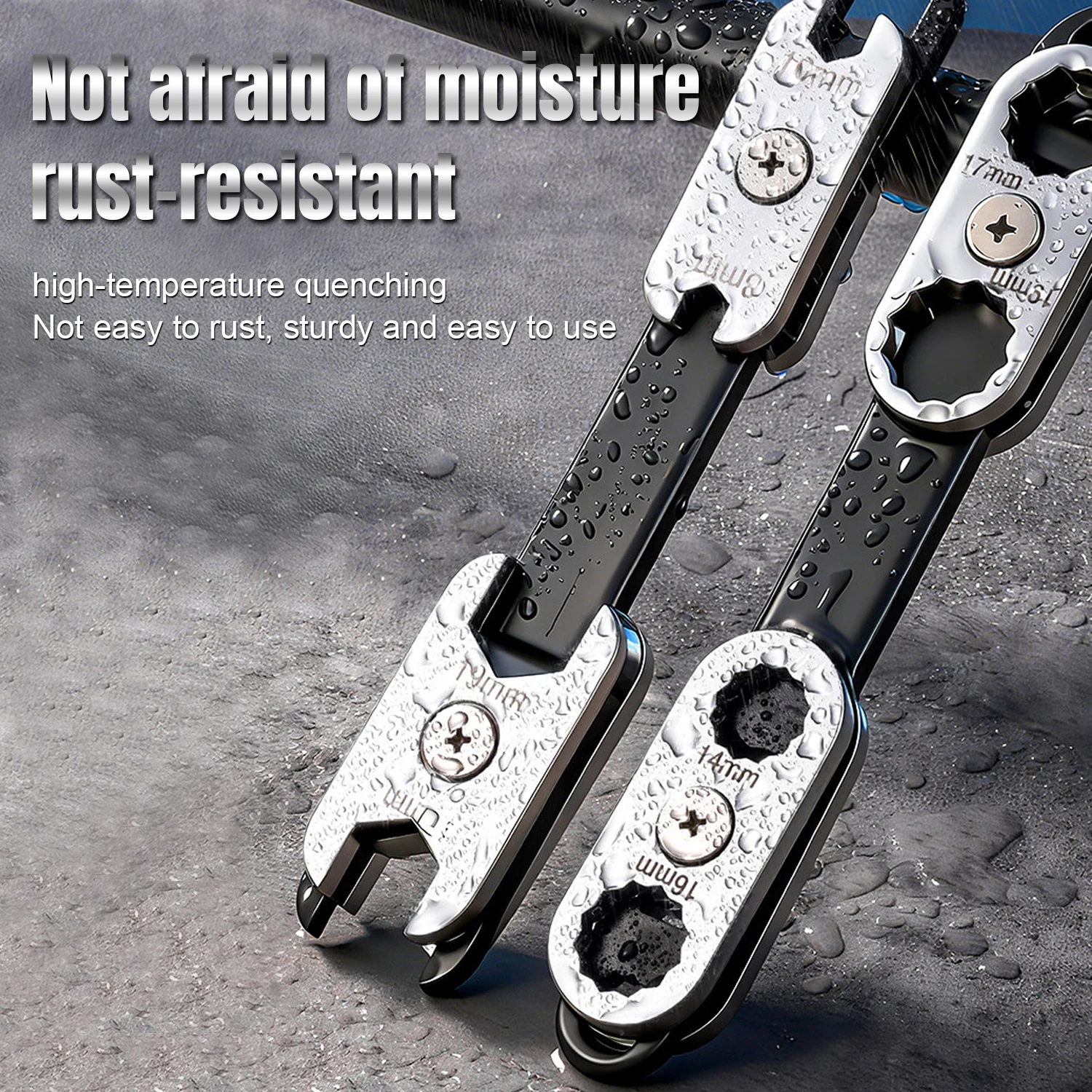 8-in-1 Multi-Function Universal Wrench Set, 360° Rotating Socket Wrench (6-19mm) for Auto & Motorcycle